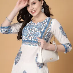 god bless Women Floral Print Pure Cotton Straight Kurta image 3