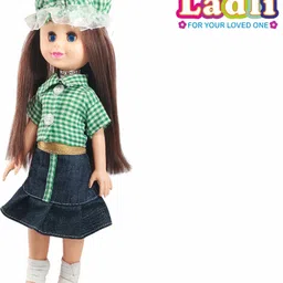 ladli Cute Skult Girl Doll Toy with Moveable Arms Beautiful Dress, With Cap image 1