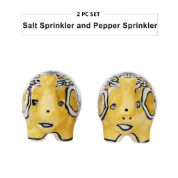 vareesha Manohar Yellow White Ceramic Elephant Salt n Pepper Set image 5