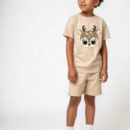 Minicult Kids Printed Short Sleeves Round Neck Pure Cotton T-shirt with Shorts image 3