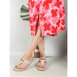 ELLE Beige Women Solid Plain Flats-image-4