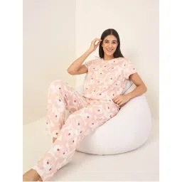 Sweet Dreams Beige Printed Regular Fit T-shirt and Pyjama-picture-28