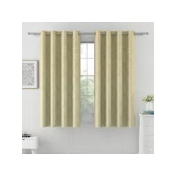 Swayam 100% Blackout Eyelet Hanging Window Curtain (5 Feet) (Pack of 2) - Beige image 1