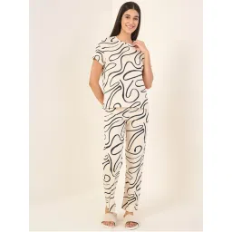 Sweet Dreams Beige Printed Regular Fit T-shirt and Pyjama-picture-13
