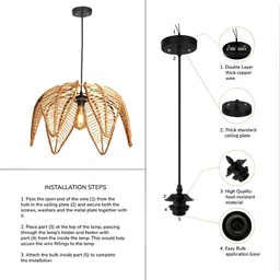 HABERE INDIA Beige Textured Ceiling Lamp image 3