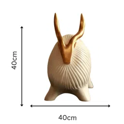 artecasa Horned Yak White Resin Figurines image 4