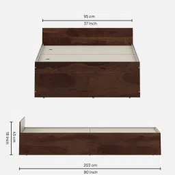 spacewood Kosmo Sage Single Bed With Box Storage In Walnut Finish image 2