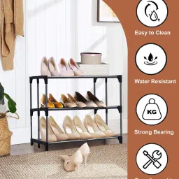 urban choice Opal 3-Tier Shoe Rack in Black Colour image 4