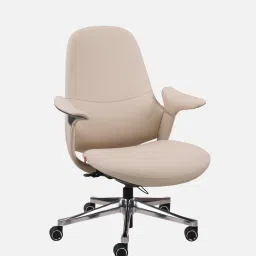 durian Elixir Leather Executive Chair In Beige Colour image 3