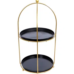 amaya decors Black & Gold Two Layer Serving Stand Set of 2 image 5