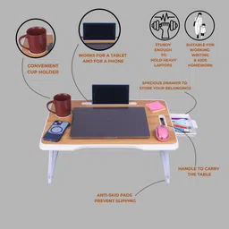 kiara quality first Portable & Foldable Study Table for Kids | Work from Home Table | Sturdy Design Solid Wood Study Table image 4