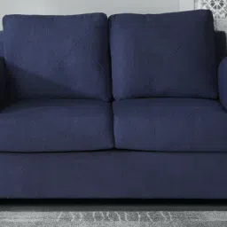 woodsworth from pepperfry Andres Chenille Fabric 2 Seater Sofa In Navy Blue Colour image 1