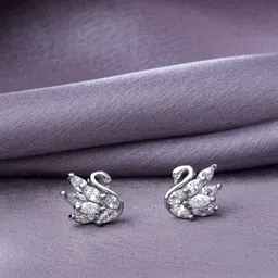 giva Manali's Shining Swan Cubic Zirconia Sterling Silver Stud Earring image 5