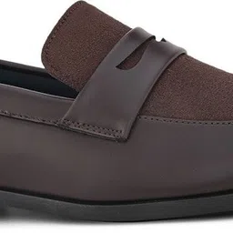 here&now Brown Suede Formal Slip Ons Loafers For Men image 3