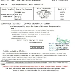 shankar & sons 8 Litre Copper Water Dispenser Copper Matka with 2 Glasses Bottom Loading Water Dispenser image 5