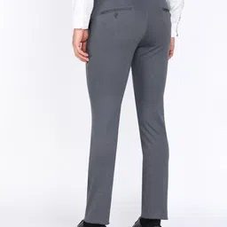 peter england Men Slim Fit Grey Polyester Trousers image 4