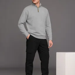 tripr Men Night Suit Set Grey, Black Solid image 1