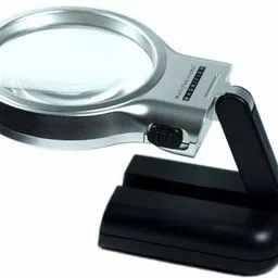 rangwell Magnifier Glass with 3X Zoom & 2 LED Lights 3X Zoom & 2 LED Lights and-Held Folding Lighted High-Powered Magnifier Glass (Black, Silver) 3X Zoom & 2 LED Lights Magnifier Glass image 1