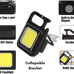 jhwoqu KeychainLedLightwithBottleOpenerMiniLumensRechargeableEmergencyLightWalking LED Front Light image 2