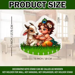 crown decoz Designer Premium Printed Krishna Home Decor/ Wall Decor/Wall hanger Wood Key Holder image 2