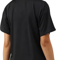 mkh Women Graphic Print Crew Neck Polyester Black T-Shirt image 3