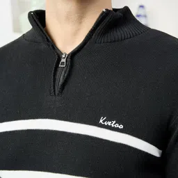 houseofcommon Men Woven High Neck Black Sweater image 4