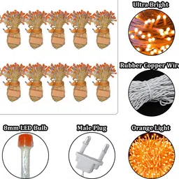 fizzytech 60 LEDs 20 m Orange Steady String Rice Lights image 2