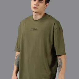 urgear Men Solid Round Neck Pure Cotton Green T-Shirt-picture-41