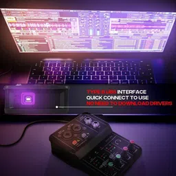 techblaze Mini 2 channel audio Mixer DJ console interface with 48V phantom power Audio Interface image 5