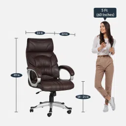 furniturstation Isaac Leatherette Executive Chair in Brown Colour image 2