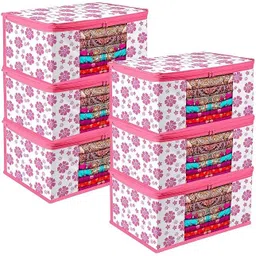 shree sawariya creation PINK FLOWER PACK OF 16 Cotton Laundry Bag-picture-14