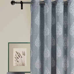 swayam Grey Traditional Polyester 5 Ft Blackout Eyelet Window Curtains (Set of 2) image 1