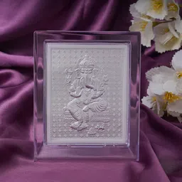 plataasilver 999 Ganesh Ji Frame For Your Home And Office | Car Decorative Showpiece - 8 cm image 1