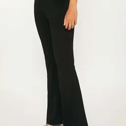 next one Women Flared Black Lycra Blend Trousers image 2