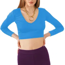 Casual Regular Sleeves Solid Women Light Blue Top-image-95