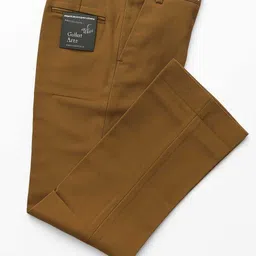 guptajitraders Men Regular Fit Khaki Lycra Blend Trousers image 2