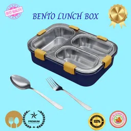 moira international Compartment -3 Sealed Leak Proof Stainless Steel For Kid's & Adult_B157 3 Containers Lunch Box image 1