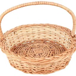 vmd ROUND with Handle Bamboo Basket for Gift Decoration ( PACK OF 1) Bamboo Fruit & Vegetable Basket image 3