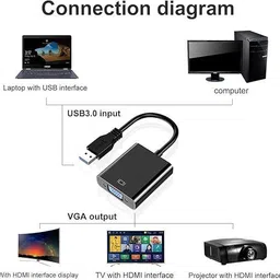 RuhZa Multi-Display Video Cable for Laptop Desktop PC to Monitors USB to VGA Adapter for Monitor, VGA to USB 3.0/2.0 Converter USB Cable image 4