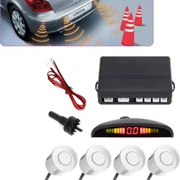 abjd Car Reverse Parking White 4 Sensor With LED Display/Buzzer-153 Universal White Parking Sensor Safety Kit For Car-153 Parking Sensor image 3