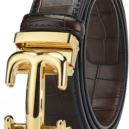 contacts Men Gold Genuine Leather Belt-picture-12