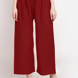 trend level Women Flared Maroon Viscose Rayon Trousers-picture-12