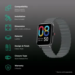 Noise Leather Magnetic Strap for Noise ColorFit & NoiseFit (22mm) (Durability & Comfort, Mist Grey) image 2