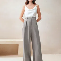kotty Women Relaxed Grey Viscose Rayon Trousers-picture-10