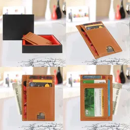 modix Men Trendy, Formal, Casual Tan Genuine Leather RFID Card Holder - Mini image 3