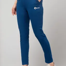 unique look Pack of 2 Women Solid, Self Design Dark Blue, Olive Track Pants image 3