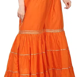 srisaras Women Relaxed Orange Cotton Blend Trousers image 5