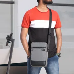 craloft Grey Men Sling Bag Side Bag For Men / Sling Bag / Crossbody Tablet Messenger Bag Office Travel (S1) image 3