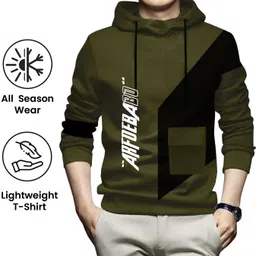 ausk Men Self Design Hooded Neck Cotton Blend Green T-Shirt-picture-10
