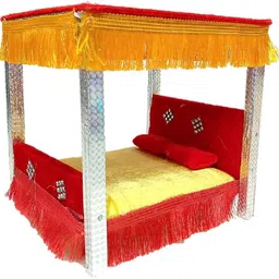 papu g SHAI SINGHASAN / BED FOR LADDU GOPAL JI, SIZE 0 TO 6 MEDIUM (RED/YELLOW) Jhula-picture-15